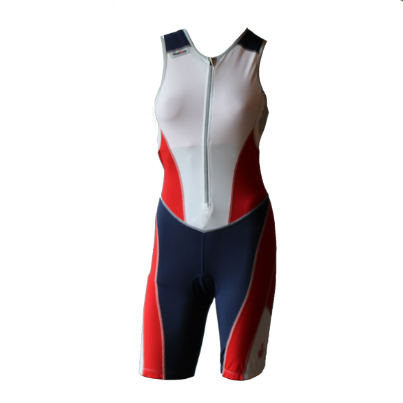Ironman trisuit front zip mouwloos bodysuit wit/blauw/rood dames IMW8517-03/41