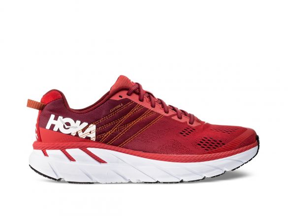 Hoka One One Clifton 6 hardloopschoenen rood/wit heren 1102872-PRRR