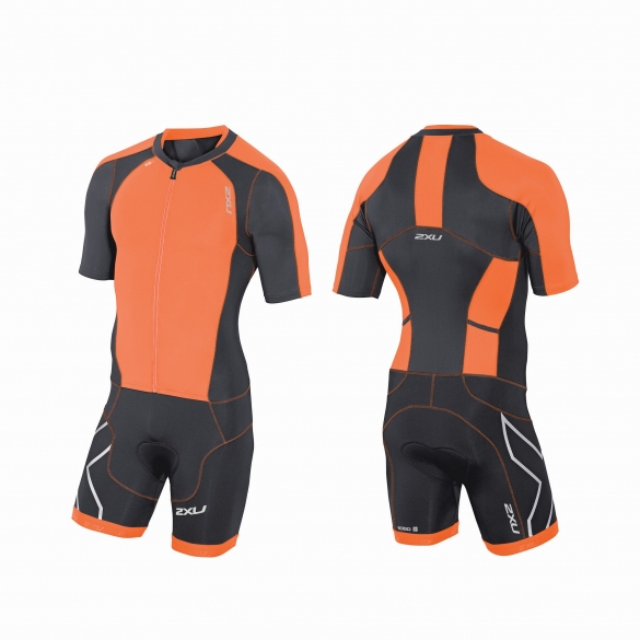 2XU Compression Full Zip sleeved trisuit oranje/zwart heren MT3613d