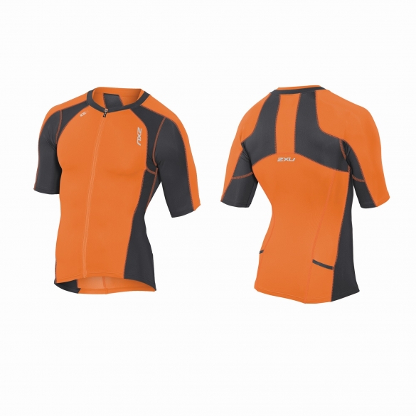 2XU Compression sleeved tri top oranje/zwart heren MT3615a