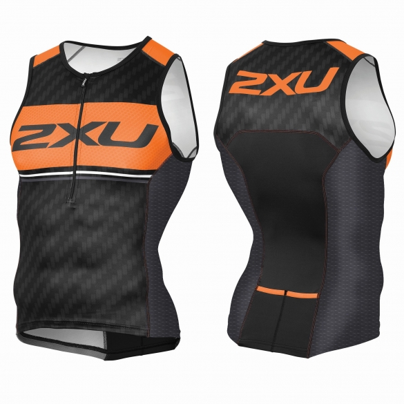 2XU Perform Pro Tri singlet zwart/oranje heren MT3623a