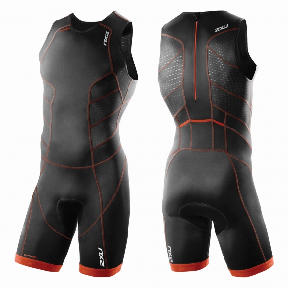 2XU Perform Rear Zip trisuit zwart/rood heren MT3860d