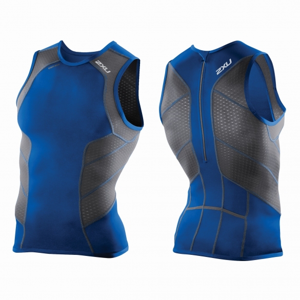 2XU Perform Rear Zip Tri singlet zwart/blauw heren MT3862a