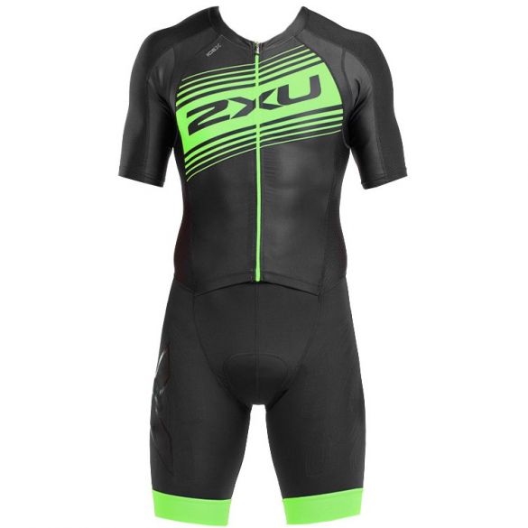 2XU Compression korte mouw trisuit zwart/groen heren MT4838d-BLK/GLG