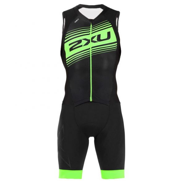 2XU Compression mouwloos trisuit zwart/groen heren MT4839d-BLK/GLG-VRR