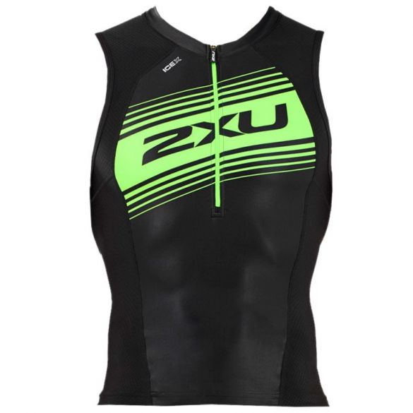 2XU Compression mouwloos tri top zwart/groen heren MT4841a-BLK/GLG