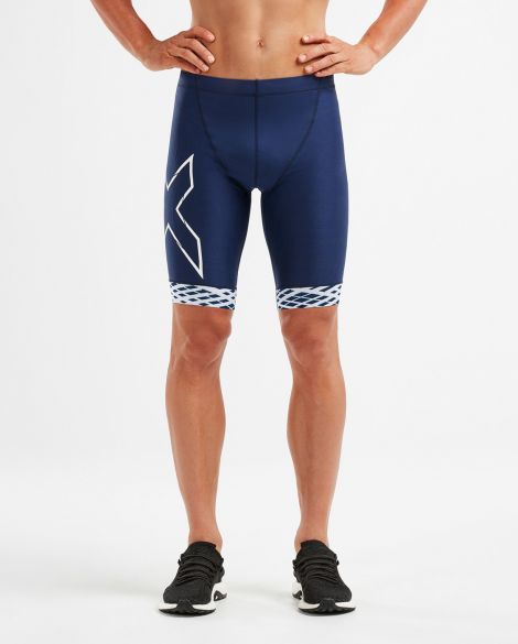 2XU Compression tri shorts blauw/wit heren MT5520B-NVY/NWL