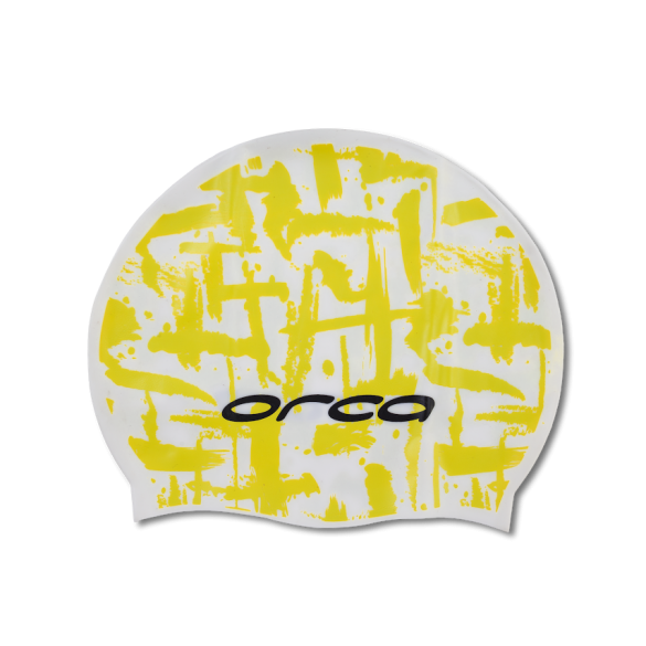 Orca Siliconen badmuts swim cap wit print FVA100