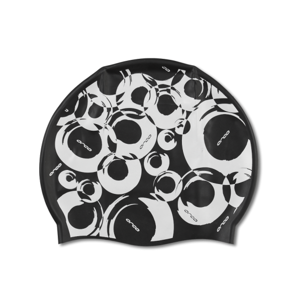Orca Siliconen badmuts swim cap zwart print FVA101