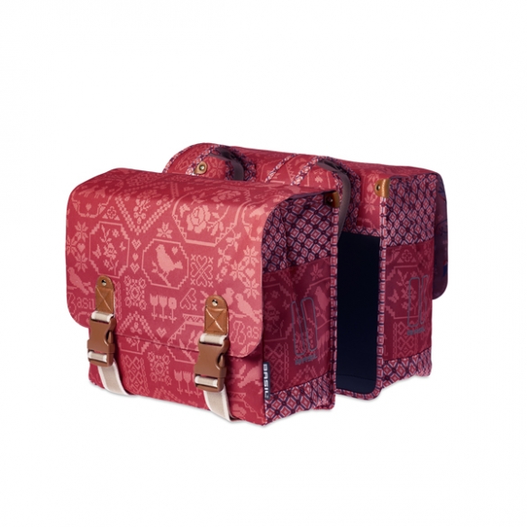 Basil fietstas boheme dubbele tas 35L rood BAS17650