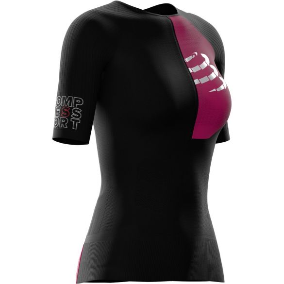 Compressport Postural Aero korte mouw compressie tri top zwart dames TSTRIV2W-SS99