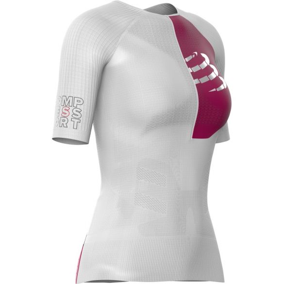 Compressport Postural Aero korte mouw compressie tri top wit dames TSTRIV2W-SS00