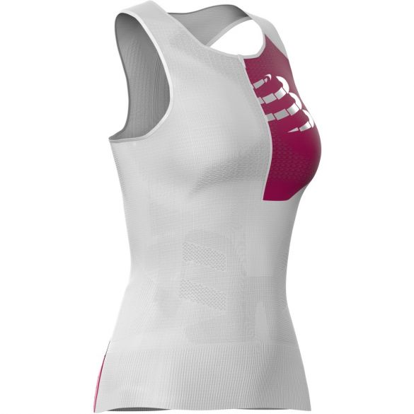 Compressport Postural mouwloos compressie tri top wit dames TSTRIV2W-TK00