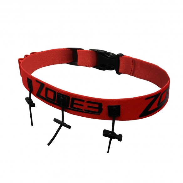 Zone3 Startnummerband met energie gel vakjes rood/zwart 16507
