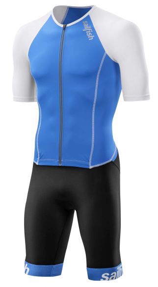 Sailfish Aerosuit comp trisuit korte mouw blauw/wit heren SL3100-VRR