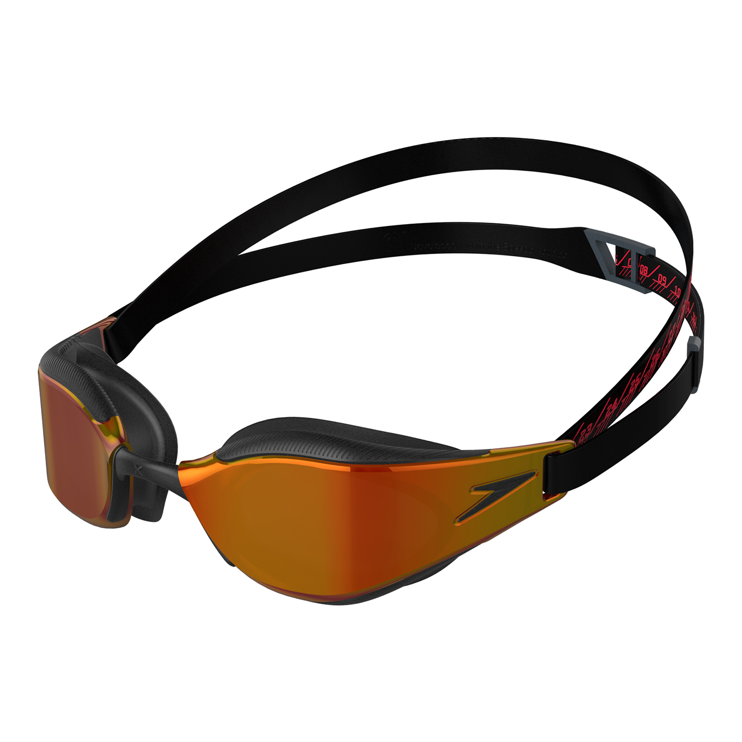 Speedo fastskin hyper elite mirror zwembril zwart/rood 12818F977