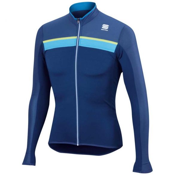 Sportful Pista Fietsshirt Long Sleeve blauw/geel heren 1101744-433