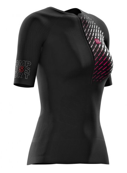 Compressport Trail running postural korte mouw compressieshirt zwart dames TSTRV2W-SS99