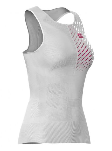 Compressport Trail running postural mouwloos compressieshirt wit dames TSTRV2W-TK00