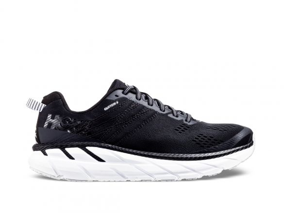 Hoka One One Clifton 6 hardloopschoenen zwart/wit dames 1102873-BWHT