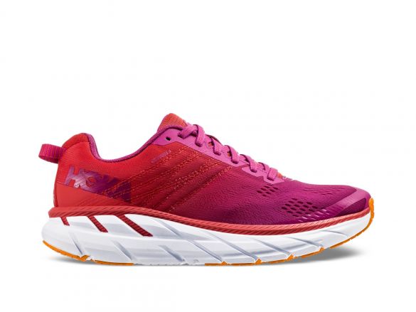 Hoka One One Clifton 6 hardloopschoenen rood/wit dames 1102873-PRCFL