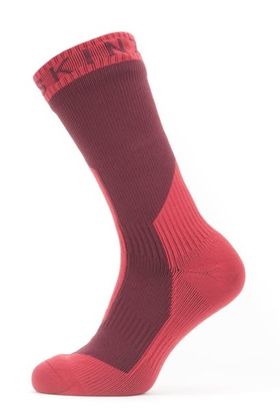 Sealskinz Extreme cold weather mid fietssok met Hydrostop Rood 11100067-0006