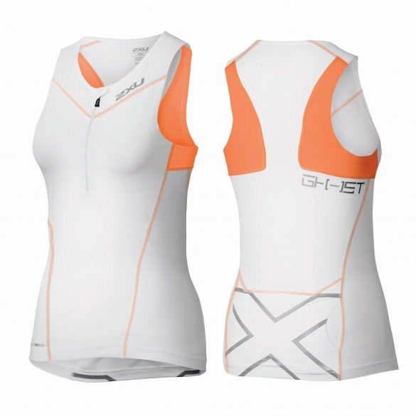 2XU GHST Tri singlet wit/oranje dames WT3607a