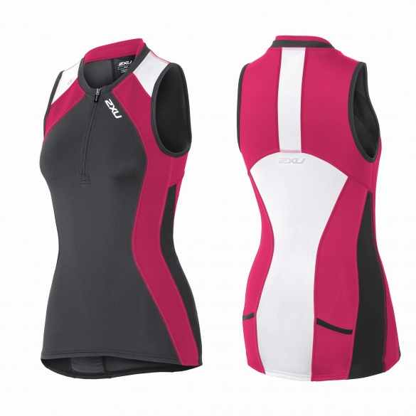 2XU Compression Tri singlet zwart/roze dames WT3620a
