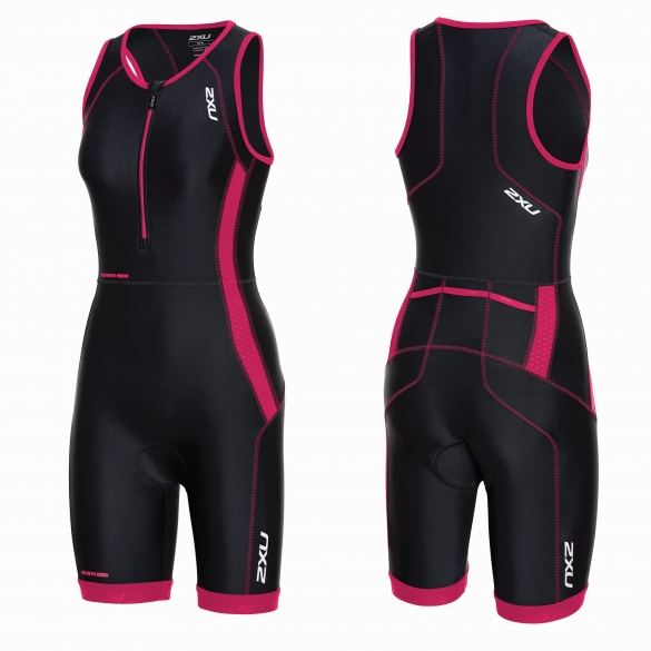 2XU Perform Front Zip trisuit zwart/roze dames WT3635d