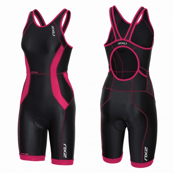 2XU Perform tri suit y-back zwart/roze dames WT3636d