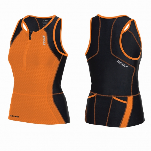 2XU Perform Tri singlet zwart/oranje dames WT3637a